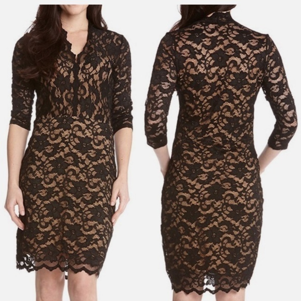 Karen Kane sz 8 Black Lace Midi Dress EUC